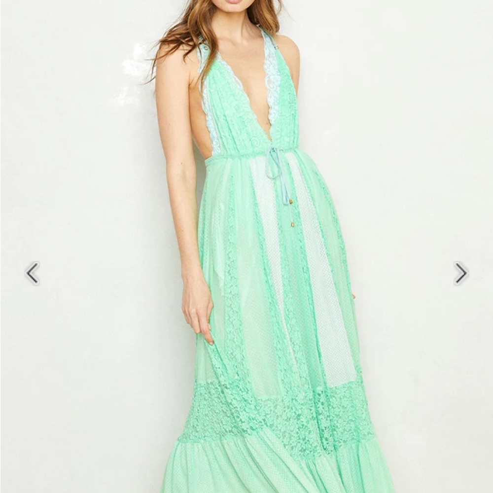 Free People/ We are HAH Mint Lace I’ll Take U You Farrer Dress M/L. - Picture 8 of 9